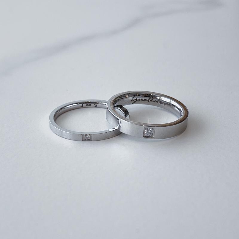 PURE SILVER PERSONALIZED COUPLE BAND RINGS